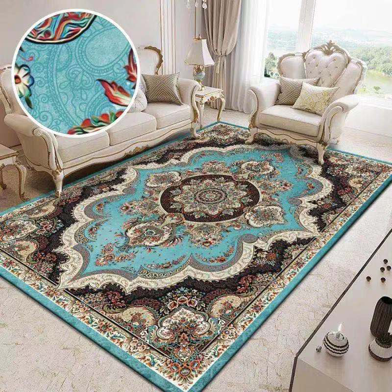 Shabby Chic Medaillon Print Teppich Polyester Fläche Teppichfleckfestinderer Innenteppich für Wohnzimmer