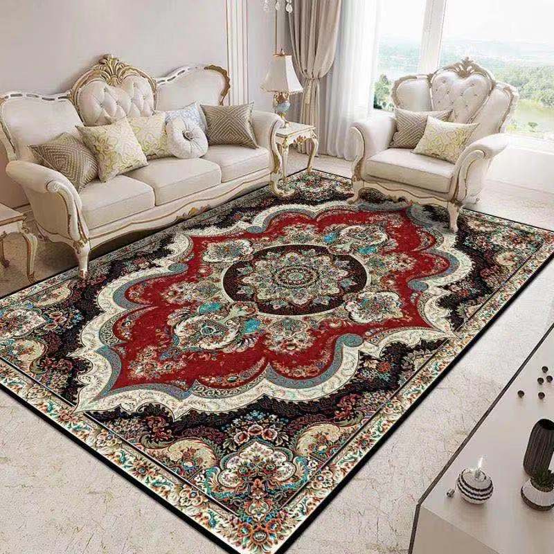 Shabby Chic Medaillon Print Teppich Polyester Fläche Teppichfleckfestinderer Innenteppich für Wohnzimmer