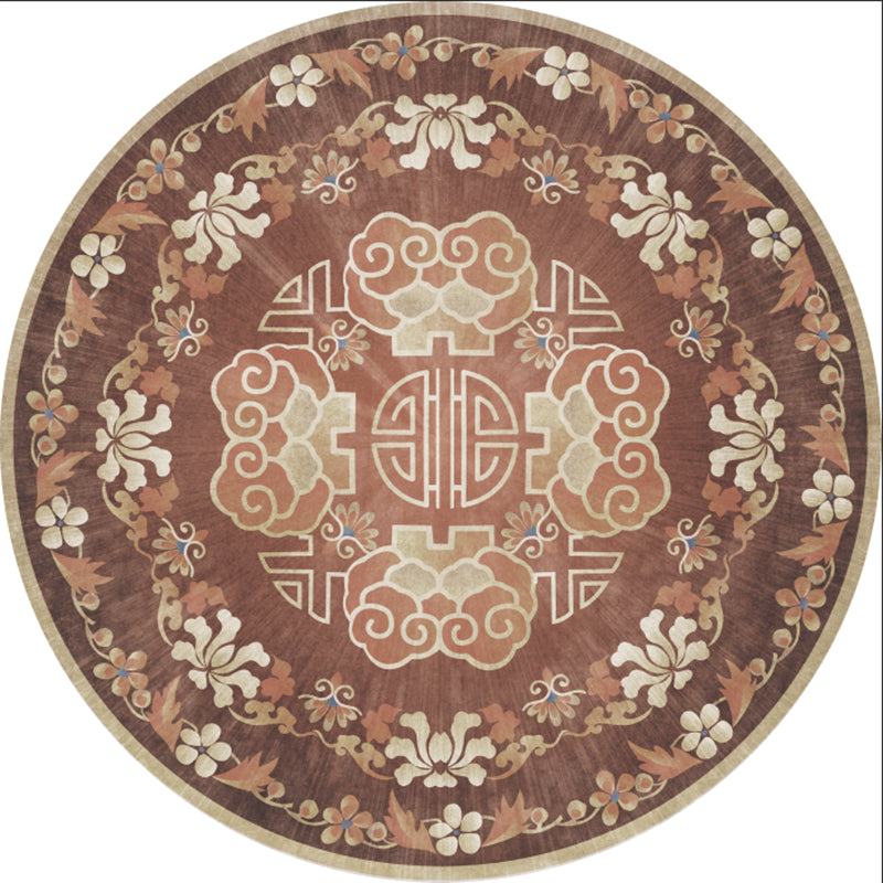 Brown Bohemian Area Carpet Americana Pattern Polyester Area Rug Stain Resistant Rug for Home Decor