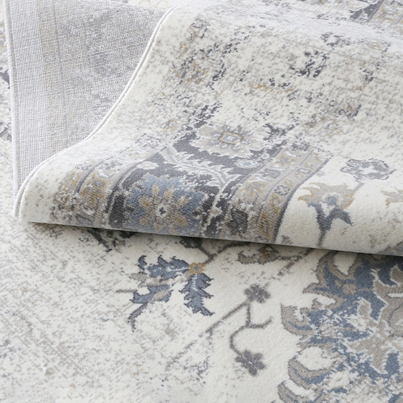 Grey American Pattern Rug Bohemian Polyester Area Rug Stain Resistant Area Carpet for Home Decor