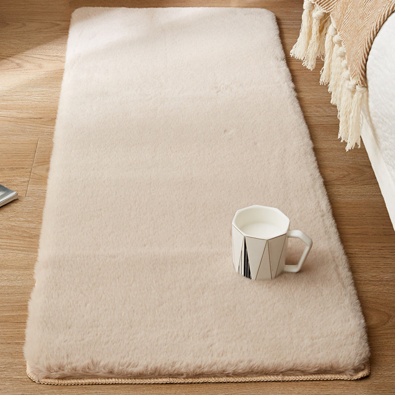 Light Camel Simple Rug Polyester Solid Color Rug Non-Slip Backing Rug for Drawing Room