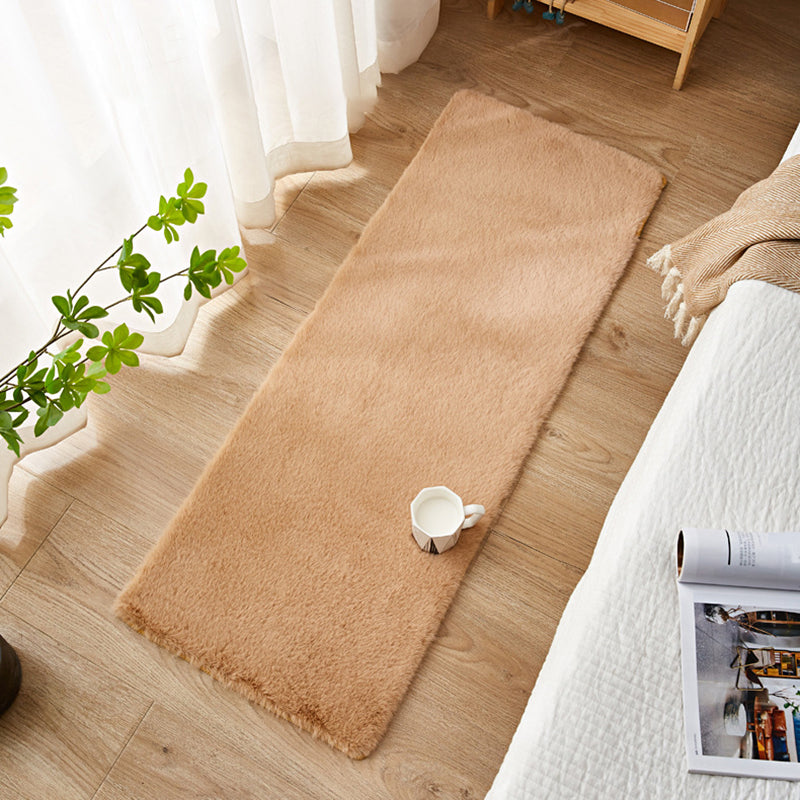 Light Camel Simple Rug Polyester Solid Color Rug Non-Slip Backing Rug for Drawing Room