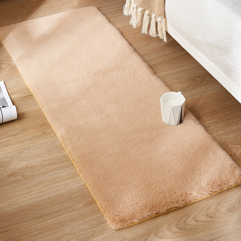 Light Camel Simple Rug Polyester Solid Color Rug Non-Slip Backing Rug for Drawing Room