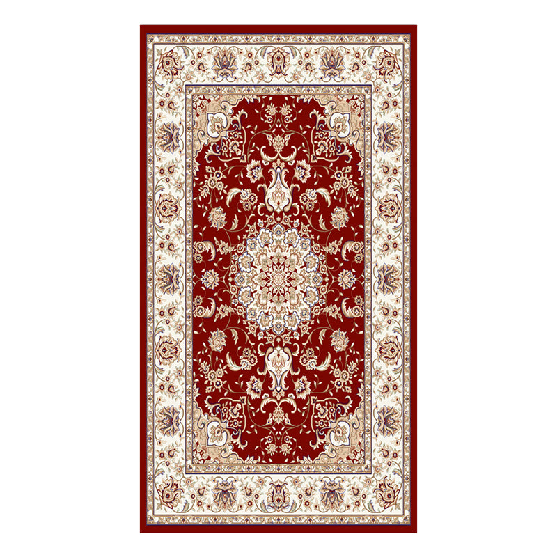 Fancy Traditional Area Rug Brown Polyester Area Carpet Stain Resistant Rug for Home Decor