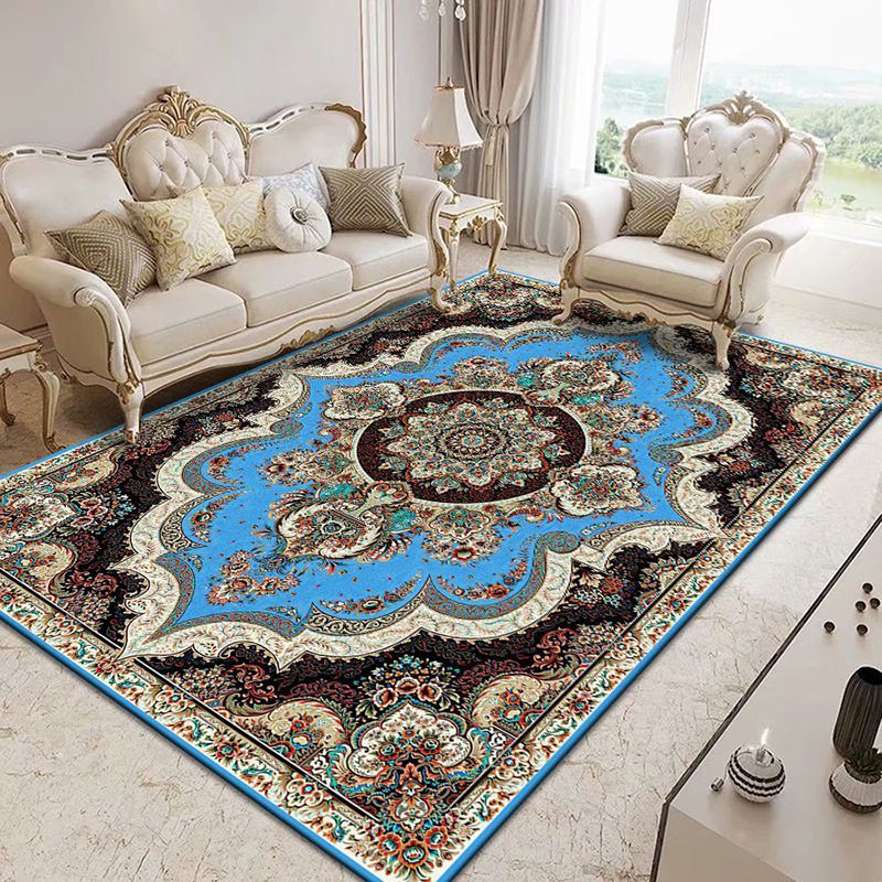 Fancy Traditional Area Rug Brown Polyester Area Carpet Stain Resistant Rug for Home Decor