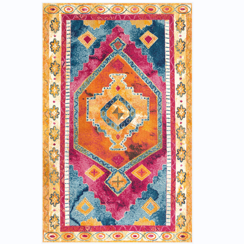 Traditional Morocco Area Carpet Tribal Pattern Polyester Area Rug Stain Resistant Rug for Home Decor