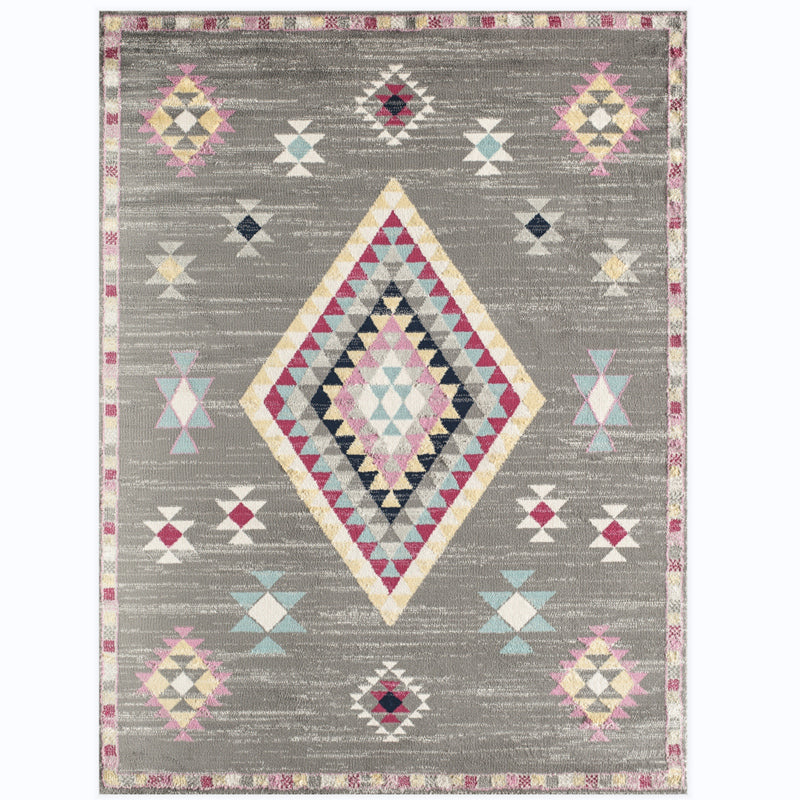 Traditional Morocco Area Carpet Tribal Pattern Polyester Area Rug Stain Resistant Rug for Home Decor