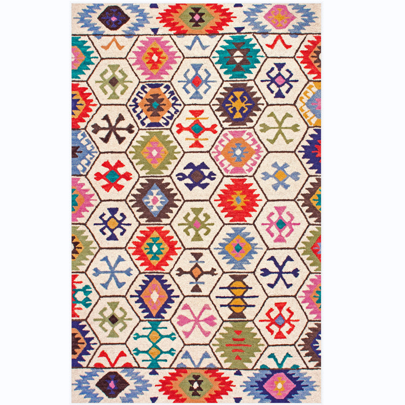 Traditional Morocco Area Carpet Tribal Pattern Polyester Area Rug Stain Resistant Rug for Home Decor