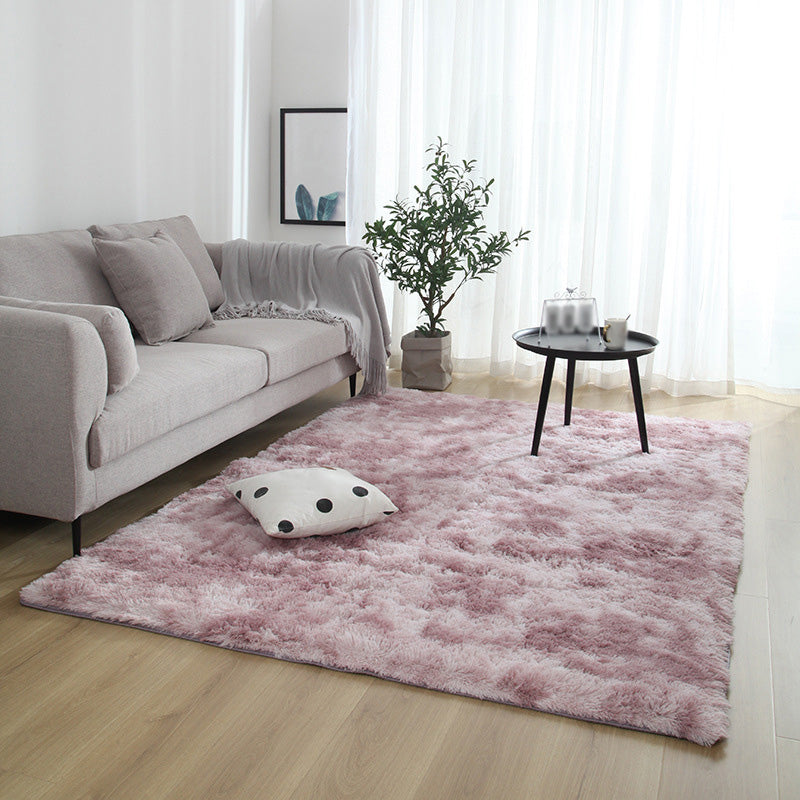 Minimalist Plain Shag Carpet Polyester Area Rug Non-Slip Backing Indoor Carpet for Home Decoration