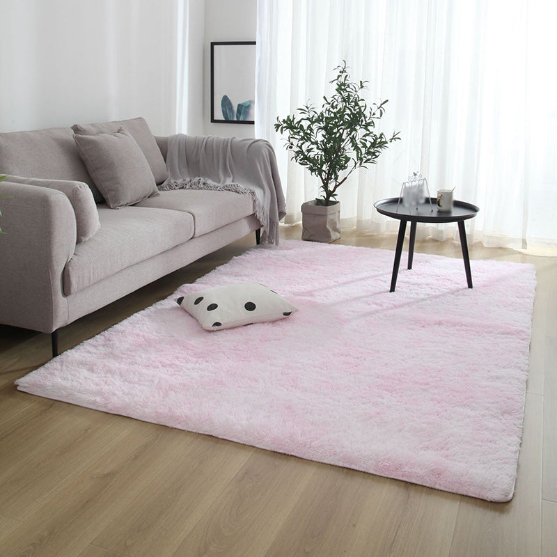 Minimalist Plain Shag Carpet Polyester Area Rug Non-Slip Backing Indoor Carpet for Home Decoration