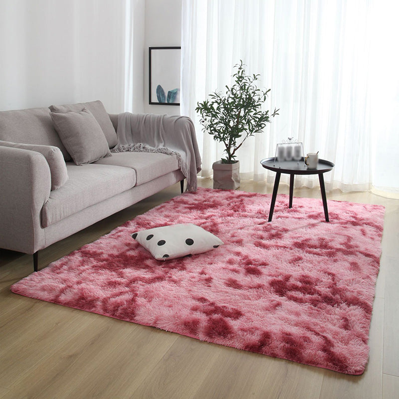 Minimalist Plain Shag Carpet Polyester Area Rug Non-Slip Backing Indoor Carpet for Home Decoration