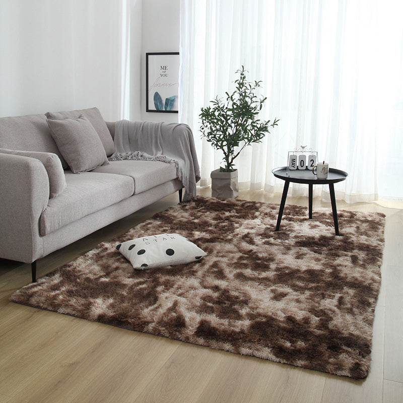 Minimalist Plain Shag Carpet Polyester Area Rug Non-Slip Backing Indoor Carpet for Home Decoration