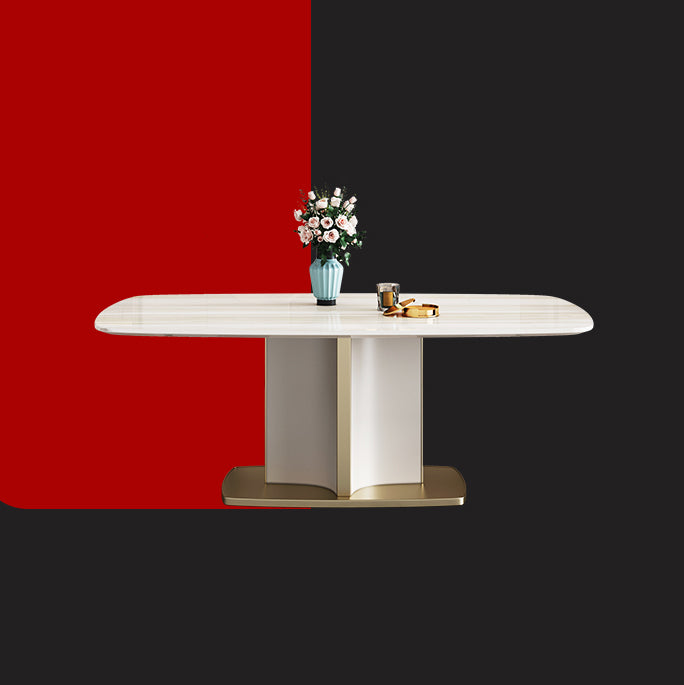 Modern Style Marble Table with White Table and Pedestal Base for Home Use
