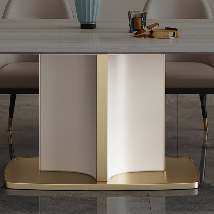 Modern Style Marble Table with White Table and Pedestal Base for Home Use