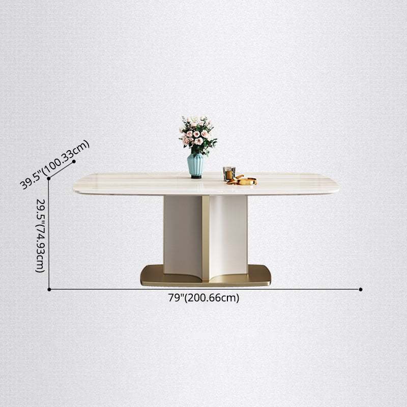 Modern Style Marble Table with White Table and Pedestal Base for Home Use