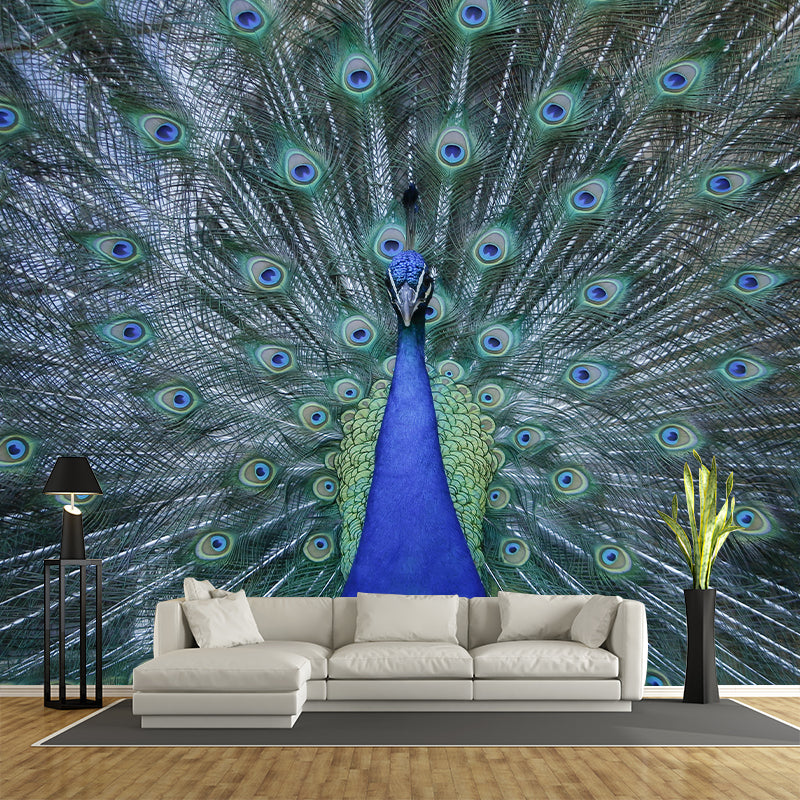 Beautiful Peacock Mural Wallpaper Stain Resistant Wall Covering for Living Room