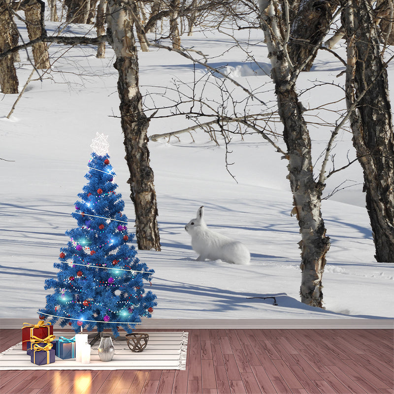 Hare Animal Mural Wallpaper Stain Resistant Wall Covering for Living Room