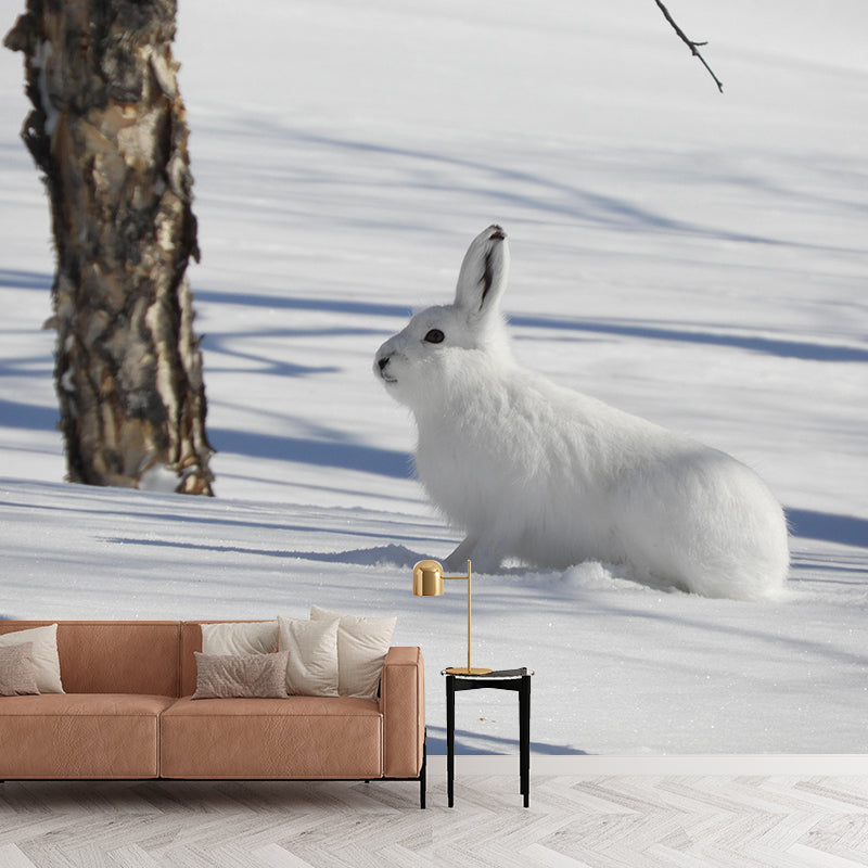 Hare Animal Mural Wallpaper Stain Resistant Wall Covering for Living Room