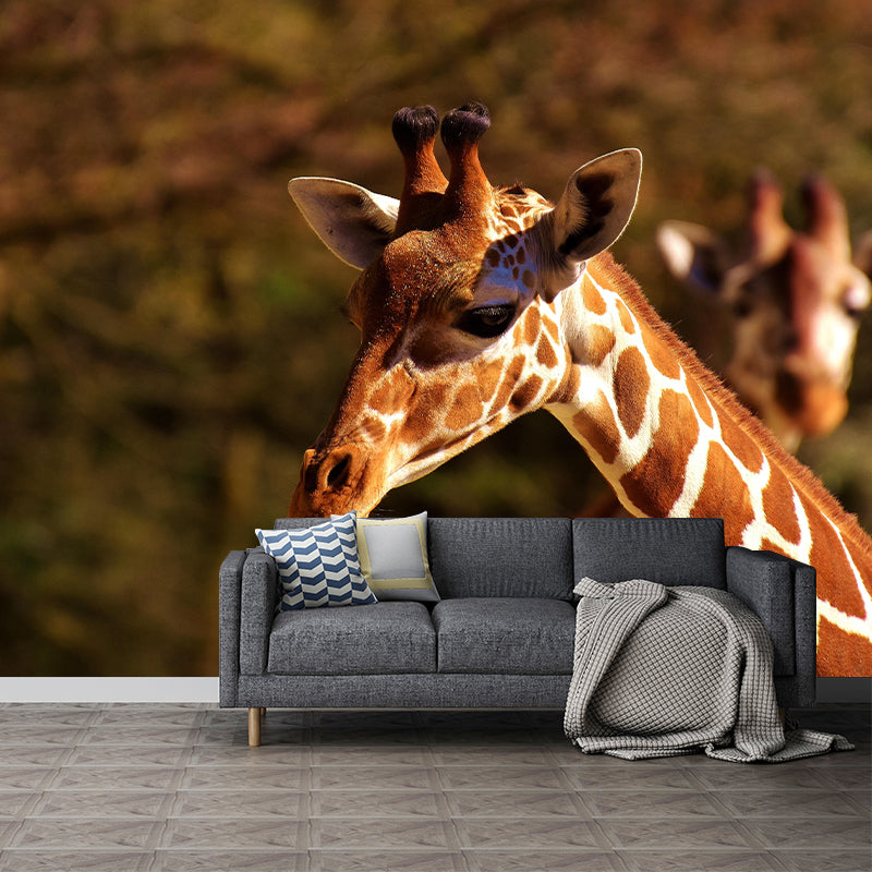 Giraffe Animal Mural Wallpaper Stain Resistant Wall Covering for Living Room