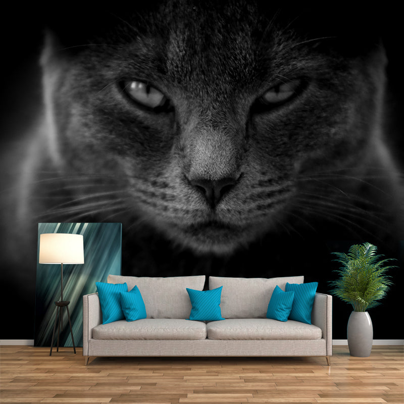 Modern Cat Mural Wallpaper Stain Resistant Wall Covering for Sitting Room