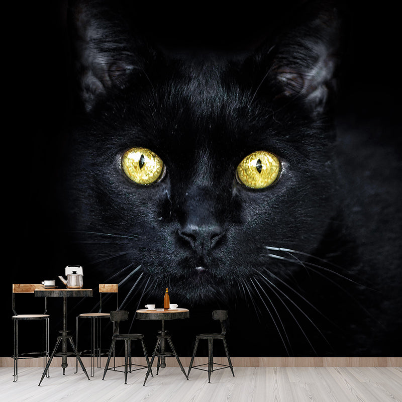 Modern Cat Mural Wallpaper Stain Resistant Wall Covering for Sitting Room