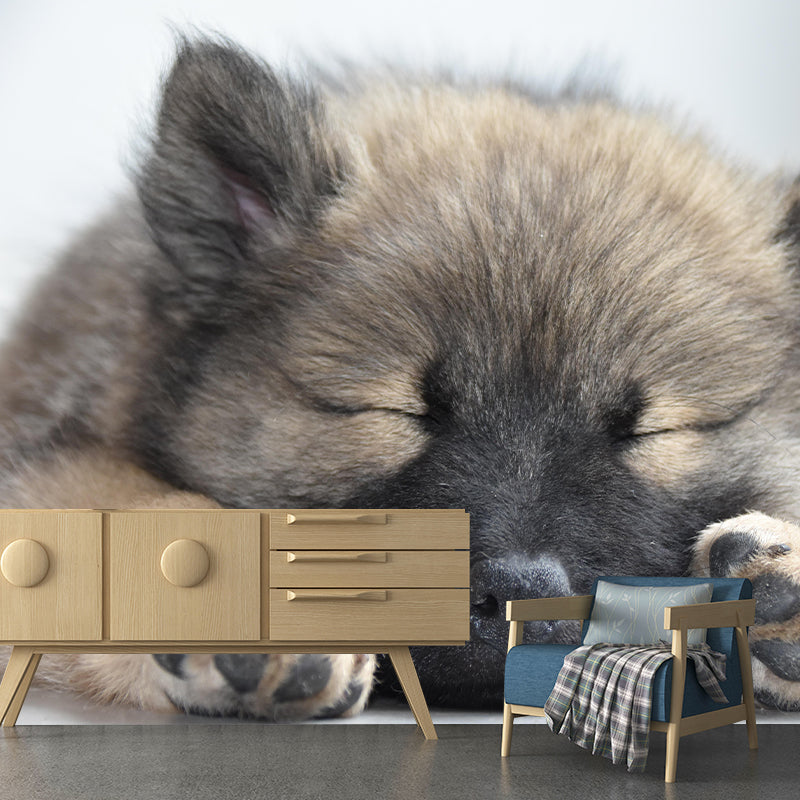 Puppy Animal Mural Wallpaper Stain Resistant Wall Covering for Living Room