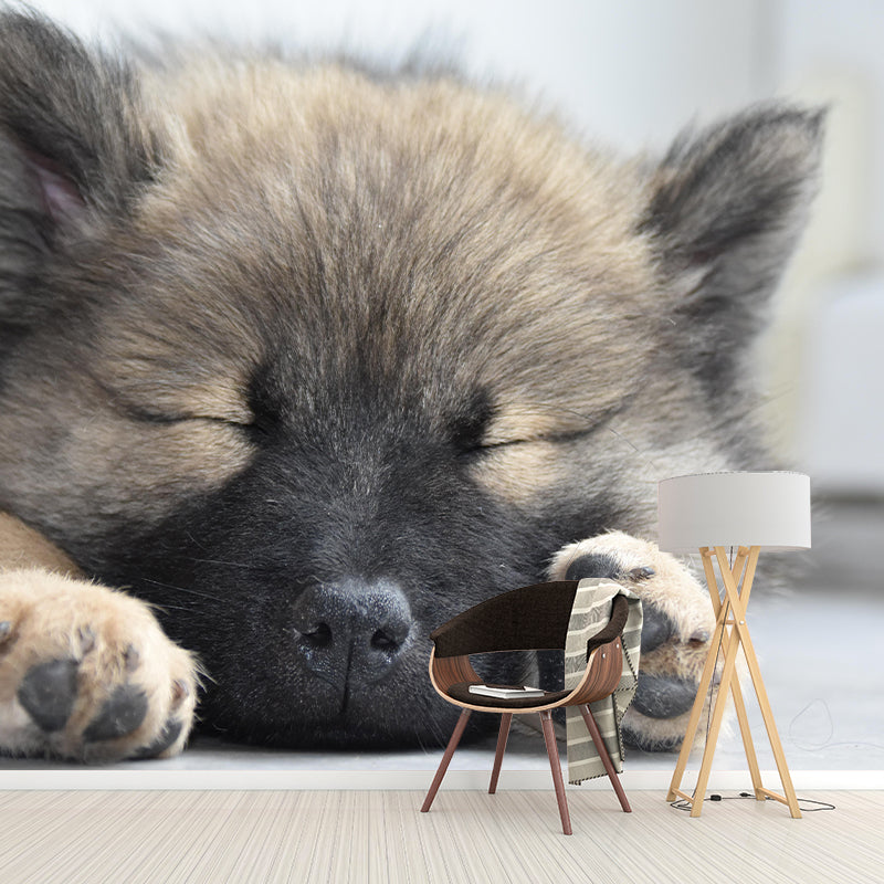 Puppy Animal Mural Wallpaper Stain Resistant Wall Covering for Living Room