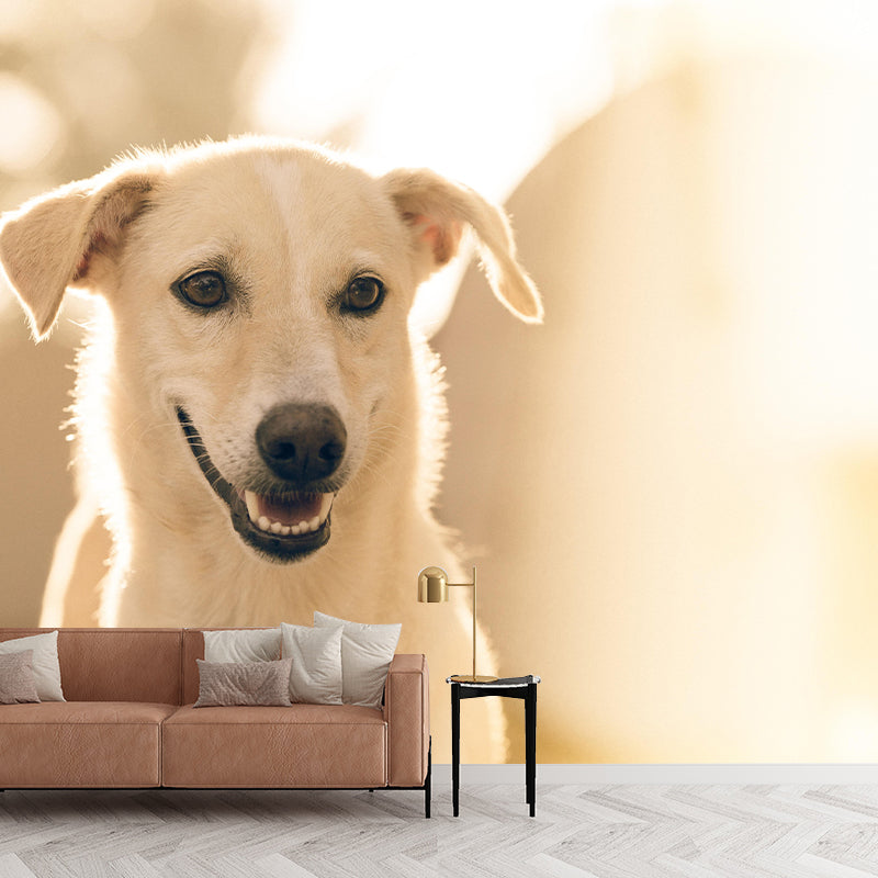 Lovely Dog Mural Wallpaper Stain Resistant Wall Covering for Sitting Room