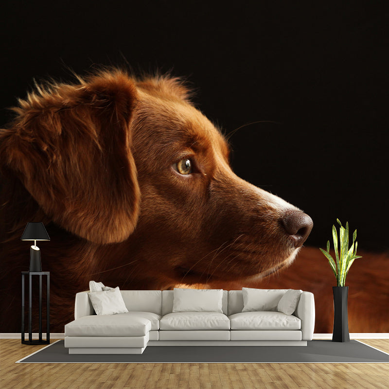Lovely Dog Mural Wallpaper Stain Resistant Wall Covering for Sitting Room