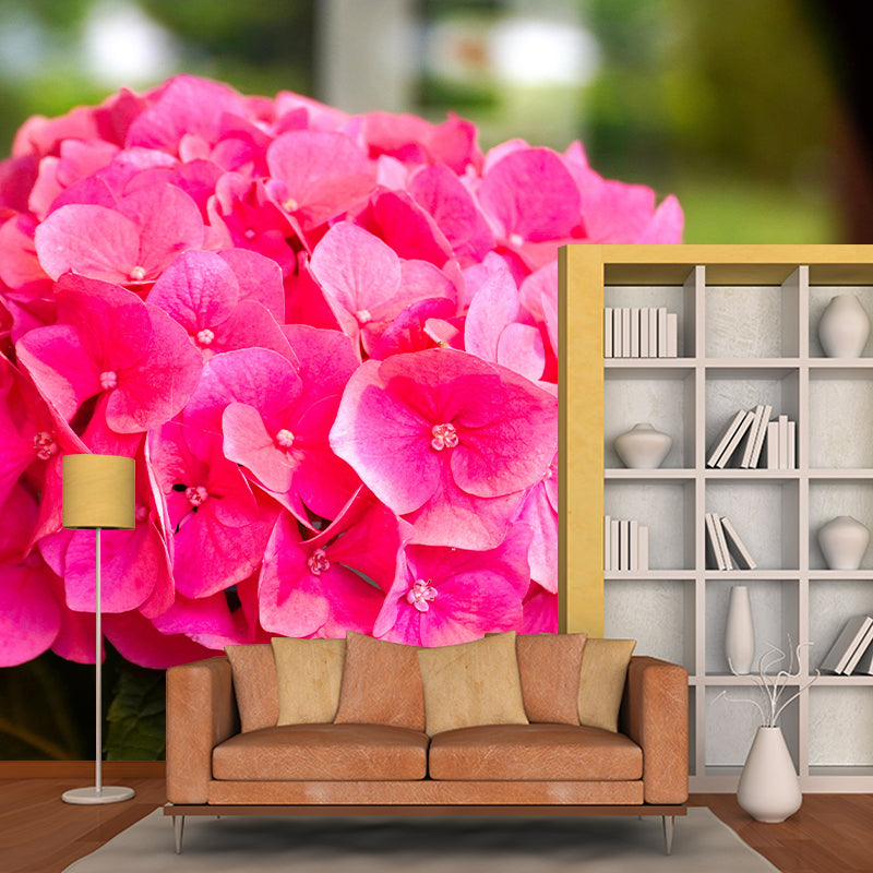 Modern Hydrangea Mural Wallpaper Stain Resistant Wall Covering for Living Room