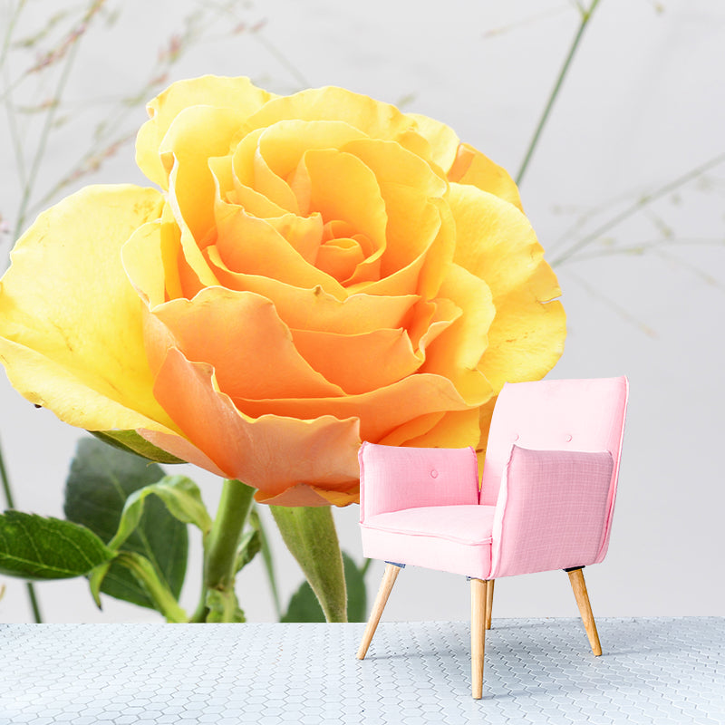 Modern Rose Mural Wallpaper Stain Resistant Wall Covering for Living Room