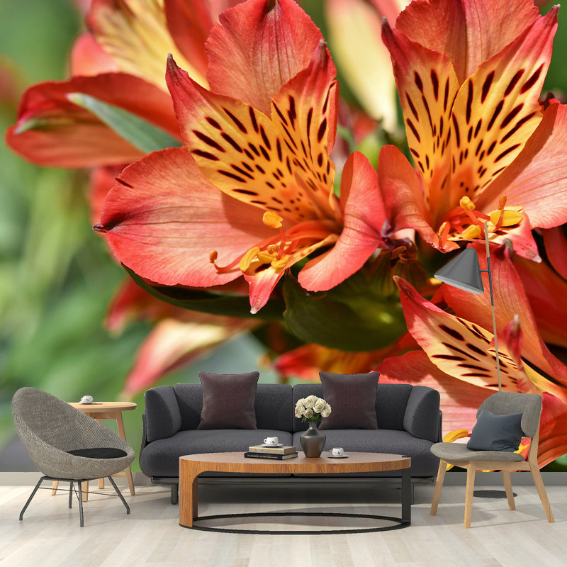 Modern Rhododendron Mural Wallpaper Stain Resistant Wall Covering for Living Room