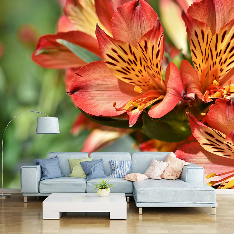 Modern Rhododendron Mural Wallpaper Stain Resistant Wall Covering for Living Room