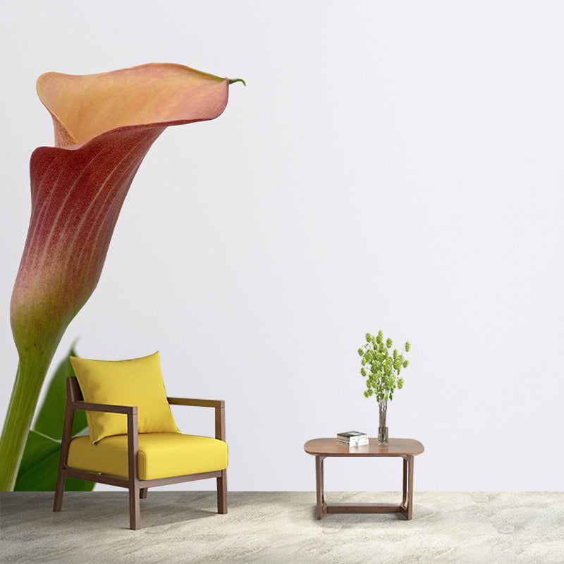 Modern Calla Lily Mural Wallpaper Stain Resistant Wall Covering for Room