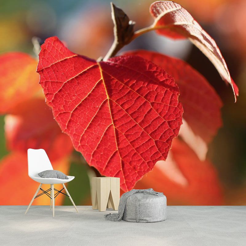 Leaves Plant Wallpaper Murals Stain Resistant Wall Covering for Living Room