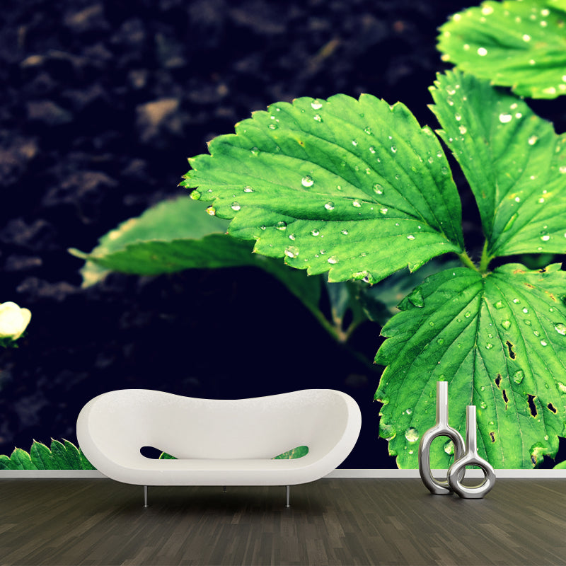 Leaves Plant Wallpaper Murals Stain Resistant Wall Covering for Living Room