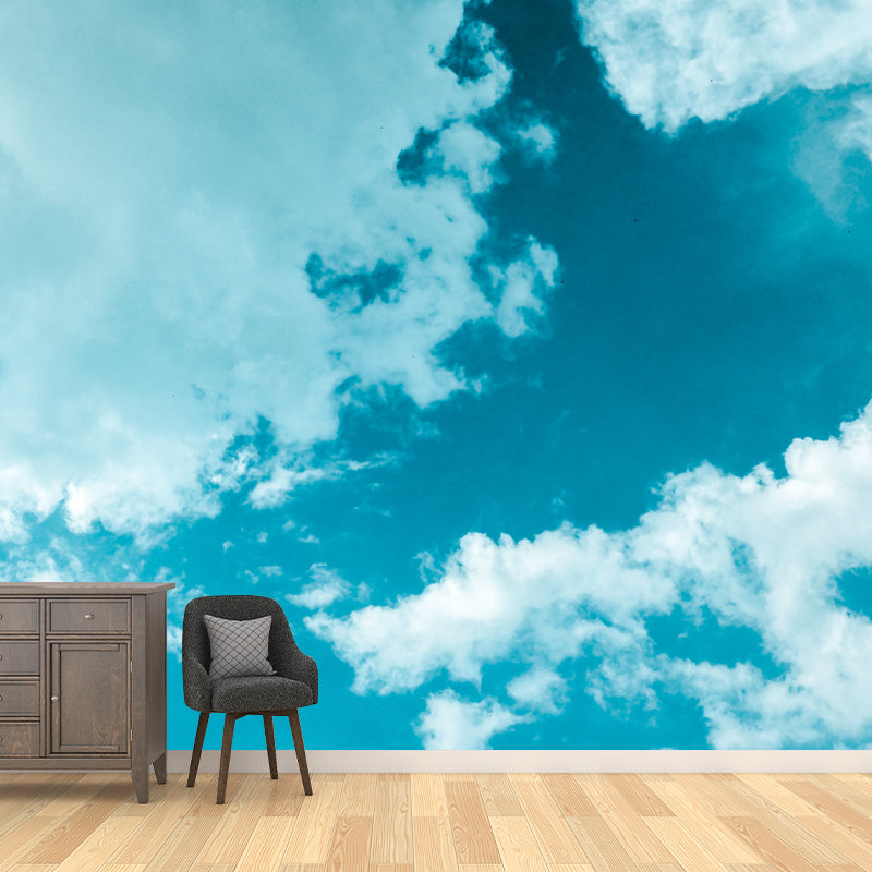 Sky Moisture Resistant Wall Covering for Bedroom, Custom Size Available