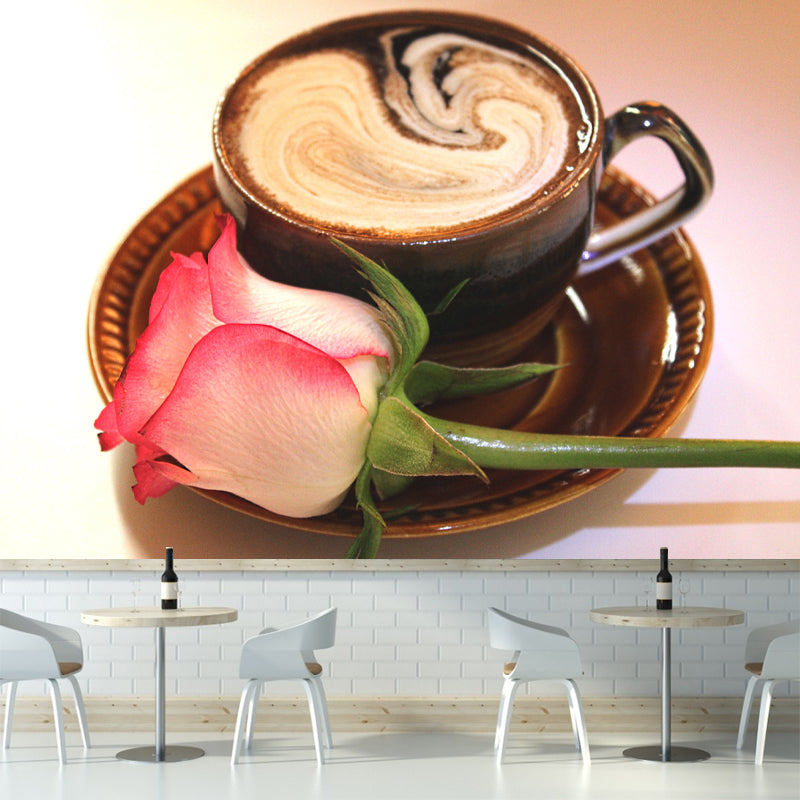 Coffee Drink Modernist Wall Covering for Coffee Shop, Moisture Resistant