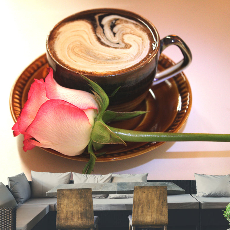 Coffee Drink Modernist Wall Covering for Coffee Shop, Moisture Resistant