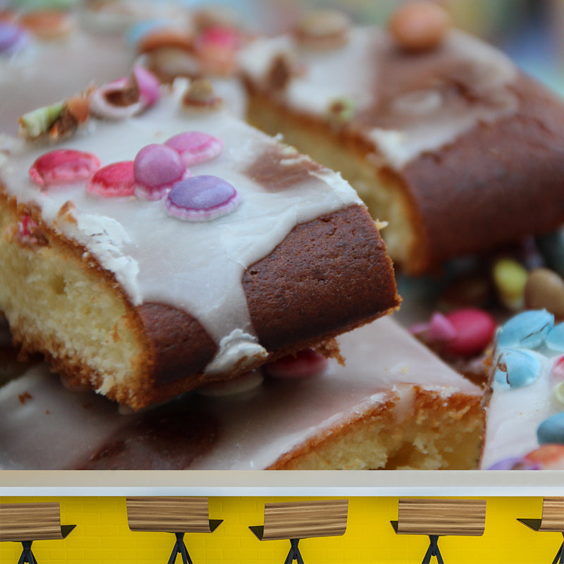 Sweet Cake Dessert Wall Mural Mildew Resistant Wallpaper for Commerce Shop