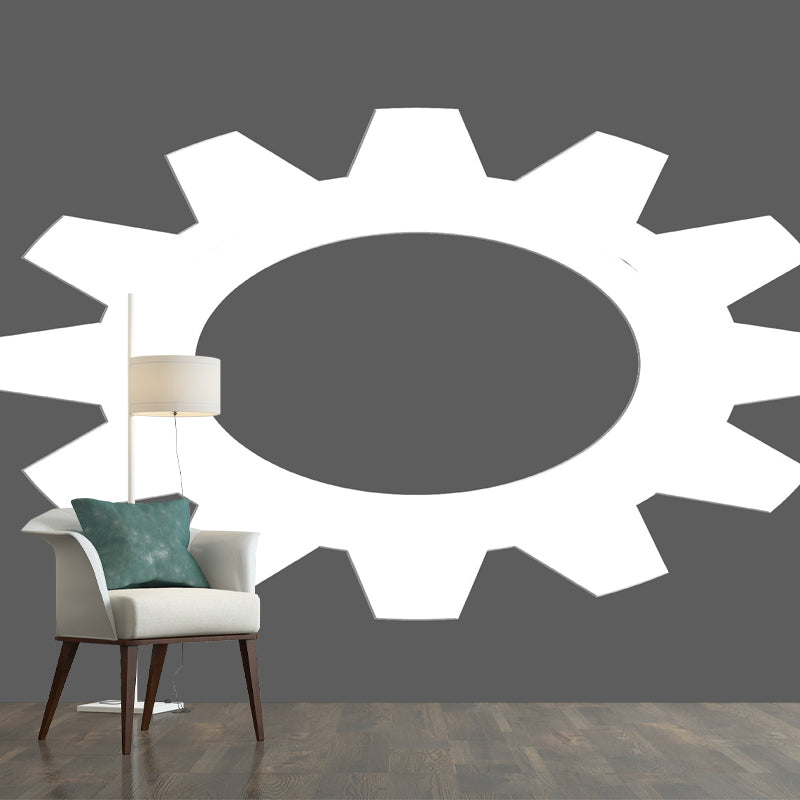 Metal Gear Moisture Resistant Wall Mural Removable Wallpaper for Living Room