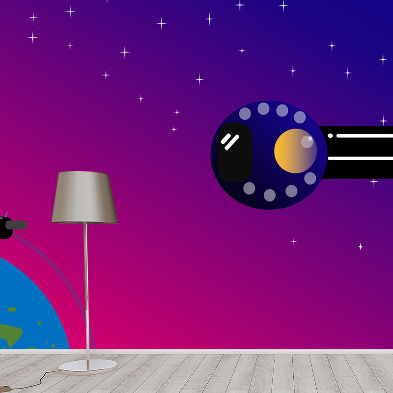 Cosmic Illustration Mural Decal Eco-friendly Wallpaper for Children's Bedroom