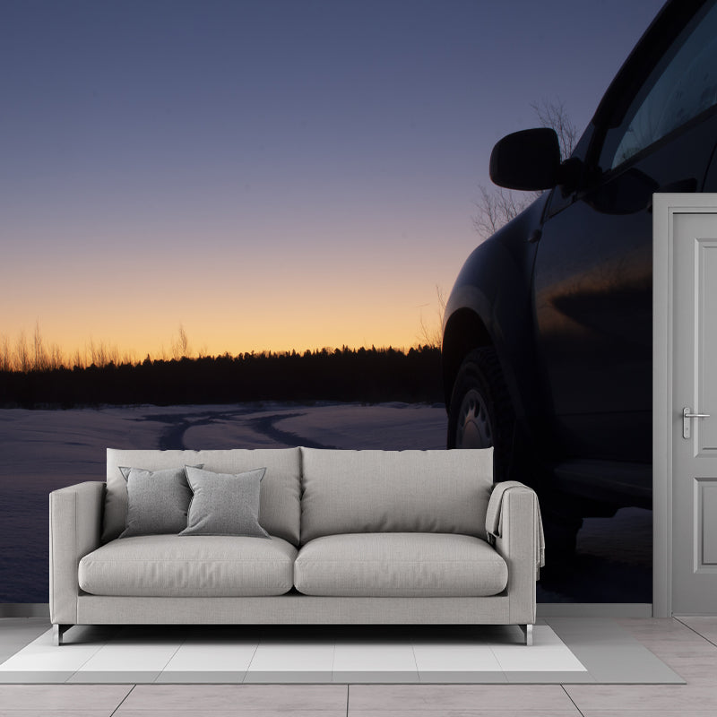 Car Transportation Mural Stain Resistant Living Room Wall Decor, Made to Measure