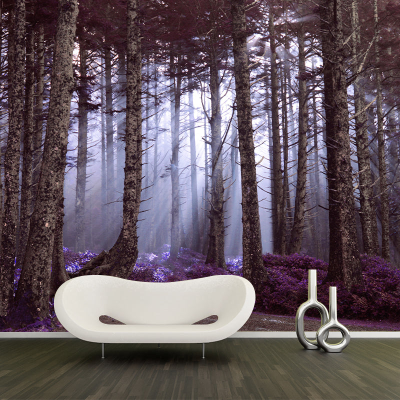 Photography Forest Mural Wallpaper for Room Wall Covering in Soft Color
