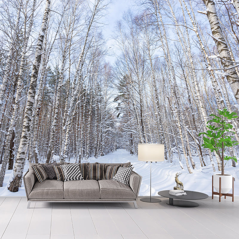 Photography Forest Mural Wallpaper for Room Wall Covering in Soft Color