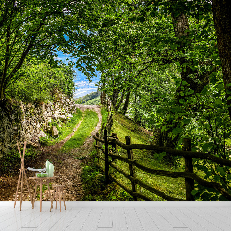 Photography Forest Mural Wallpaper for Living Room Wall Covering in Soft Color