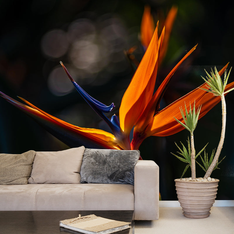 Bird of Paradise Flower Mural Wall Covering Decorative Mildew Resistant for Living Room