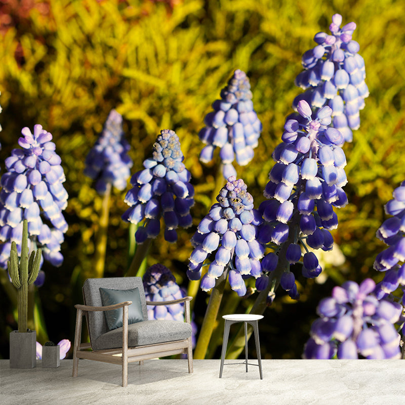 Customized Hyacinth Mural Wall Covering Decorative Mildew Resistant for Living Room