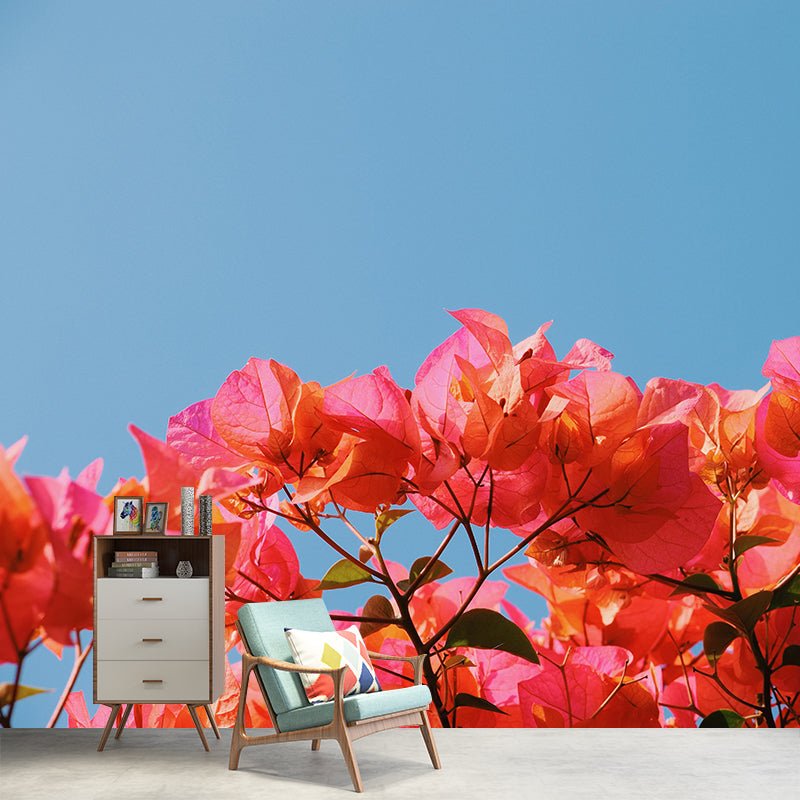 Customized Bougainvillea Mural Wall Covering Decorative Mildew Resistant for Living Room
