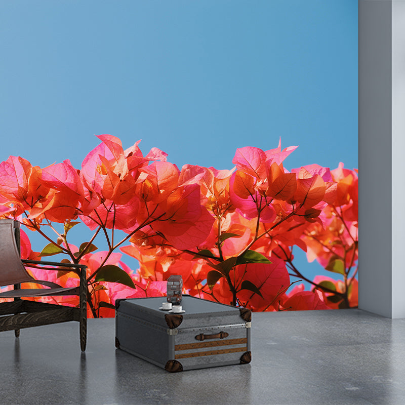 Customized Bougainvillea Mural Wall Covering Decorative Mildew Resistant for Living Room